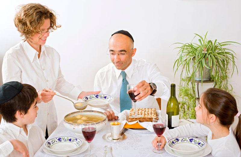 Jewish family celebrating 